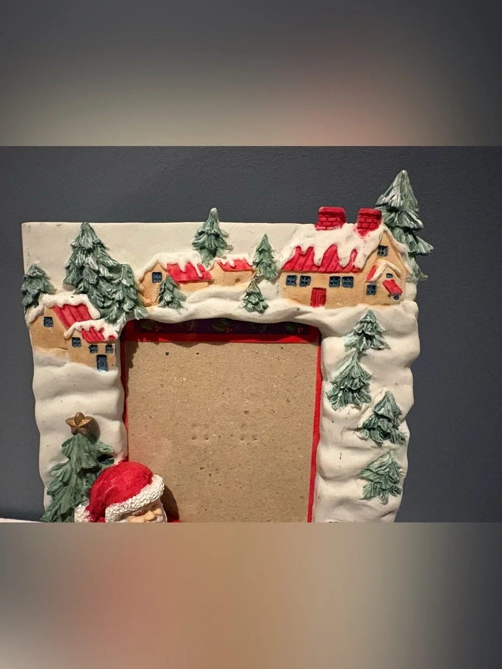 Christmas Picture Frame Porcelain Vertical Santa Snowmen Classic Holiday Decor